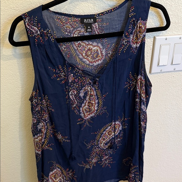 a.n.a Tops - a.n.a Dark Blue Paisley Tank Top